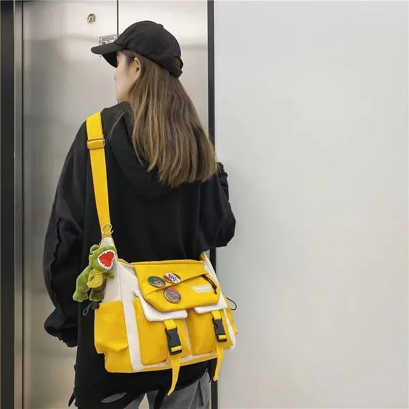 Harajuku Nylon Crossbody Bag — Unisex Street Style Messenger Satchel for School & Daily Use