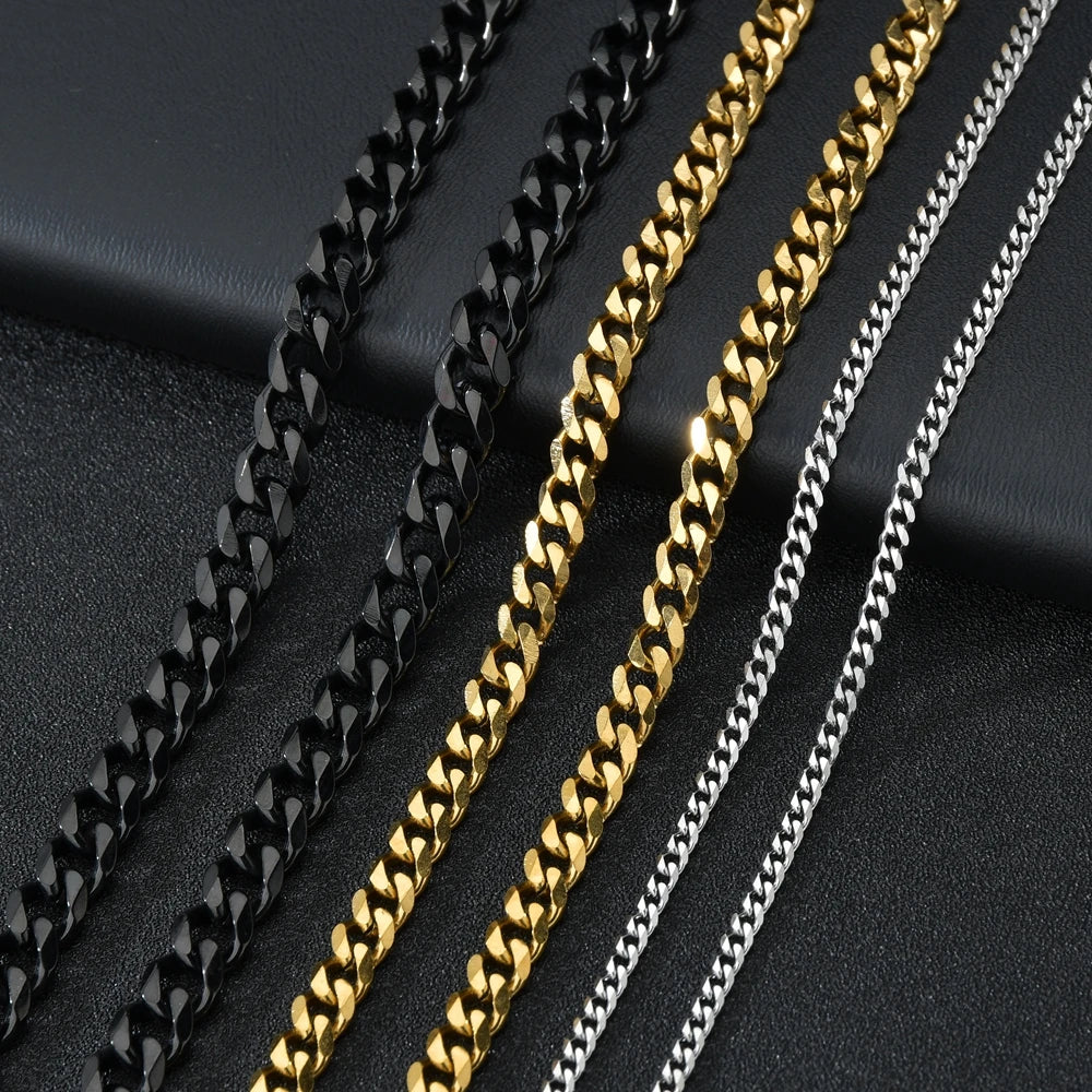 Stainless Steel Cuban Link Chain Necklace – 3/5/7mm | Men & Women