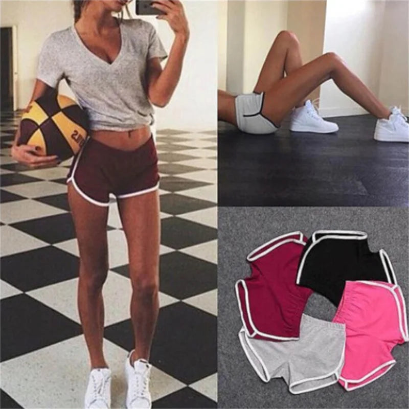 Women's Candy Color Athletic Shorts | High-Waist Elastic Casual Beach Shorts S-XXL