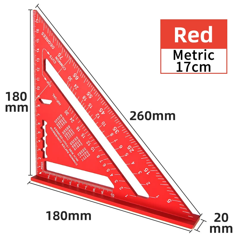 Aluminum Alloy Carpenter's Triangle Ruler — Set Square, Protractor & Saw Guide