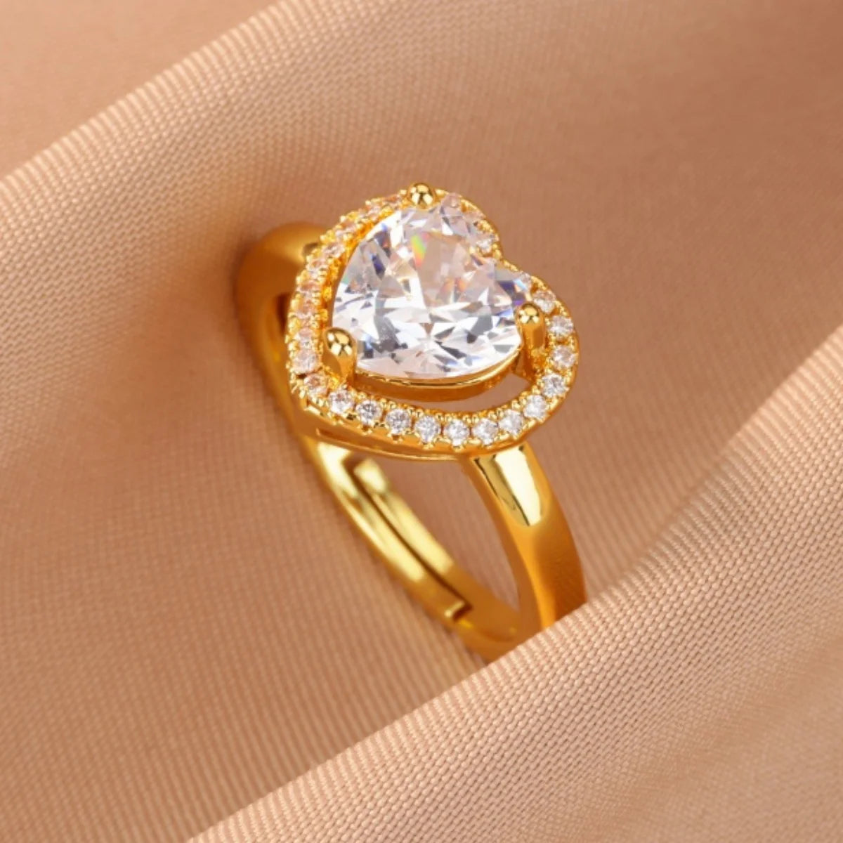 Colorful Cubic Zirconia Open Ring | 18K Gold Plated Stainless Steel | Boho Vintage Style | Women's Gift