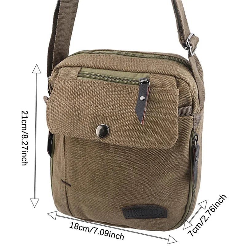 Vintage Canvas Square Crossbody Bag