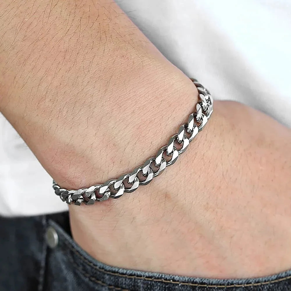 Pulsera de cadena cubana de acero inoxidable – Anchos de 3 a 10 mm | Hombres y mujeres