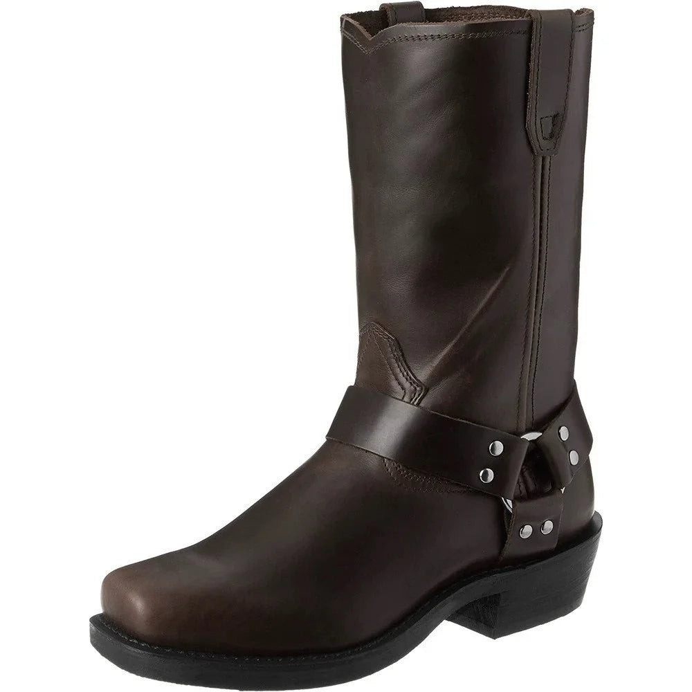 Men's Western Cowboy Boots – 4.5CM Height Boost, Square Toe Slip-On