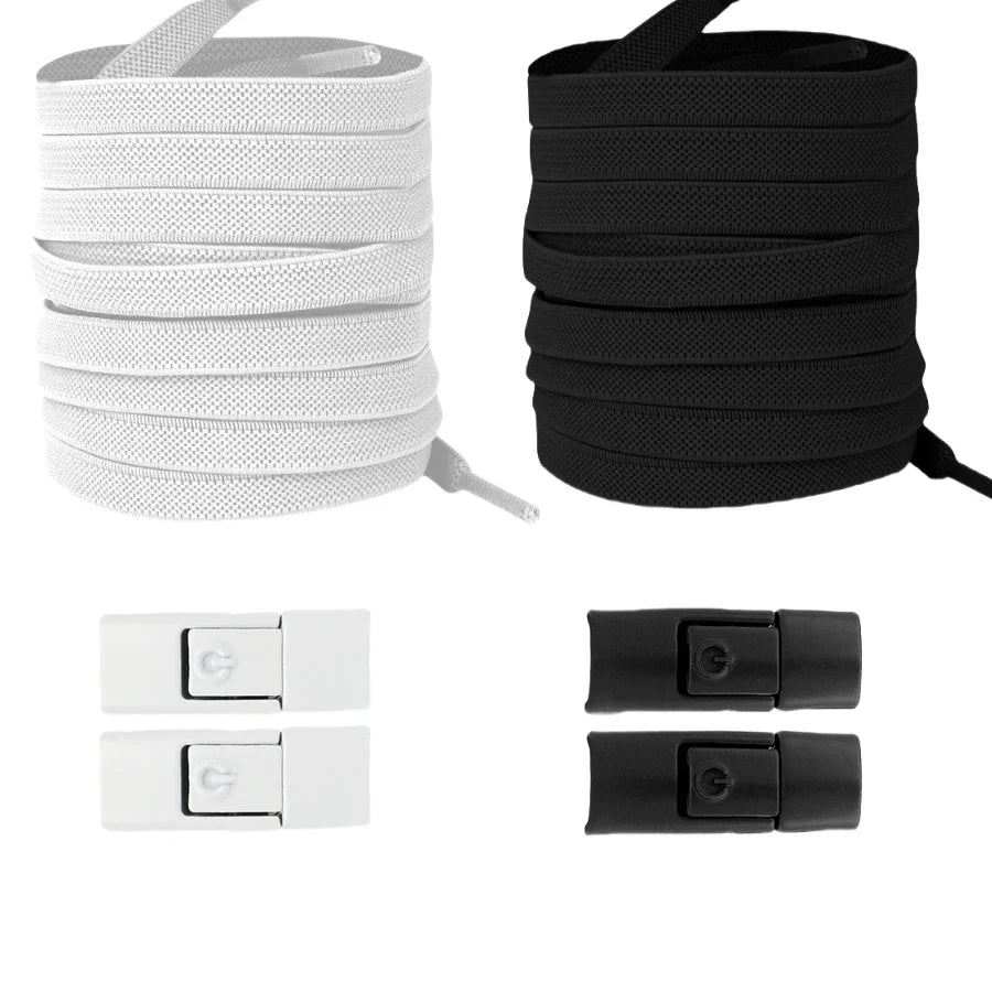 No-Tie Elastic Press-Lock Shoelaces – Flat 8mm, 100cm | Kids & Adults