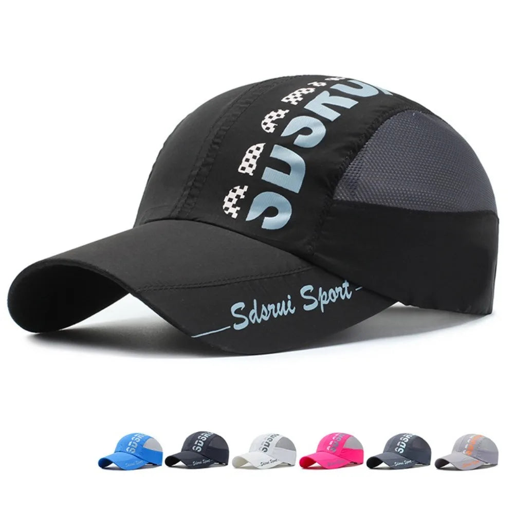 Gorra de béisbol de malla unisex de ala ancha, transpirable, de secado rápido, gorra con visera, ajustable, estilo Hip Hop, para deportes al aire libre