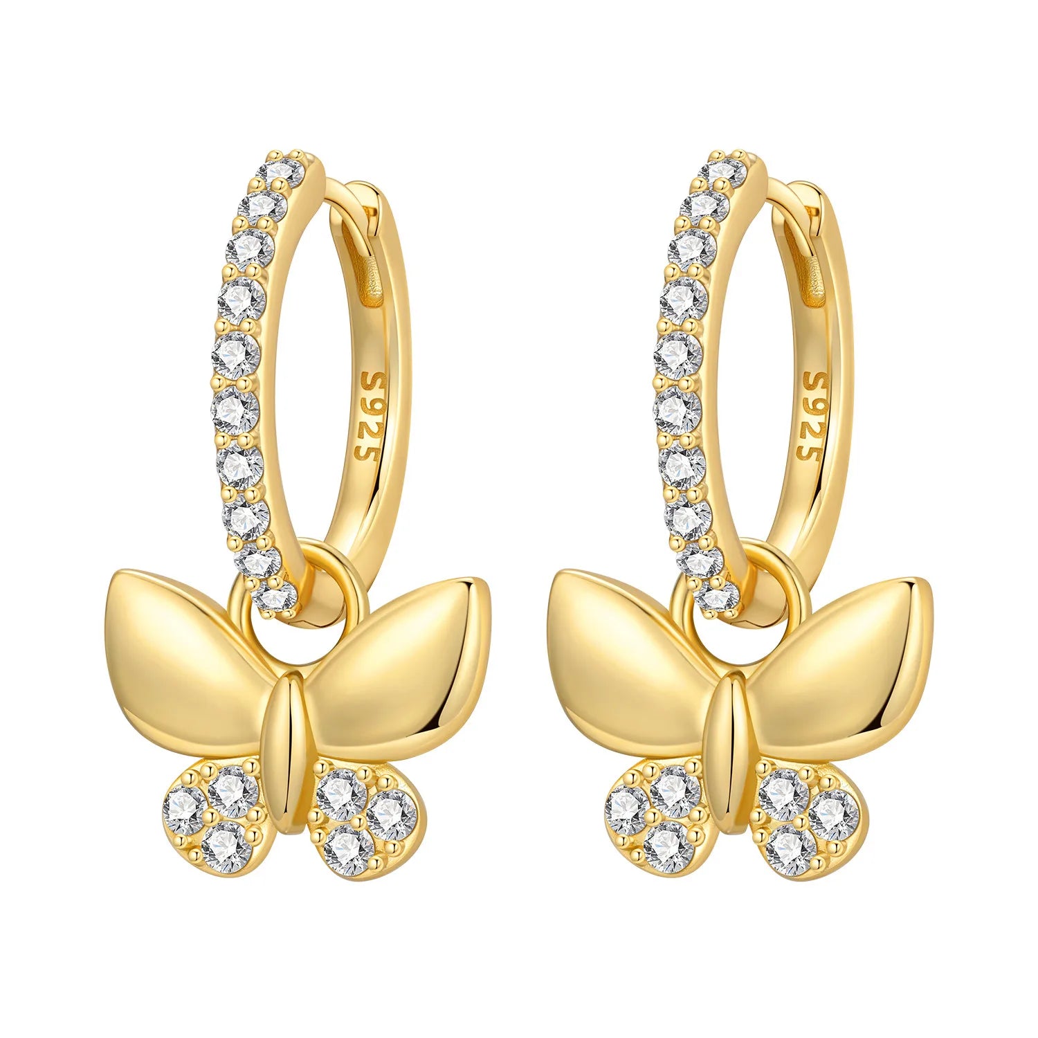 925 Sterling Silver Zircon Butterfly Drop Earrings – Women's Fine Jewelry
