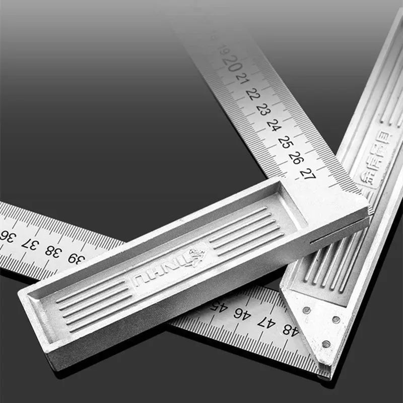 Aluminum Alloy 90-Degree Try Square Ruler — Woodworking Right Angle Gauge