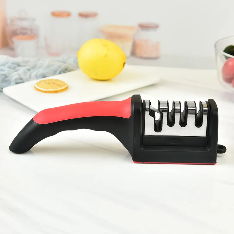 Afilador de Cuchillos de Cocina de 4 Segmentos — Afilador de Cuchillas Doméstico Multifunción