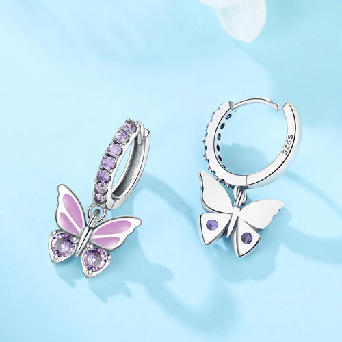 925 Sterling Silver Zircon Butterfly Drop Earrings – Women's Fine Jewelry