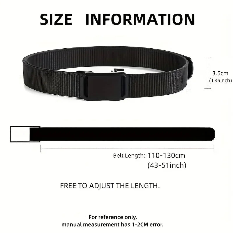 Men's Canvas Tactical Belt – Automatic Buckle, Military Workwear Style, 120cm
