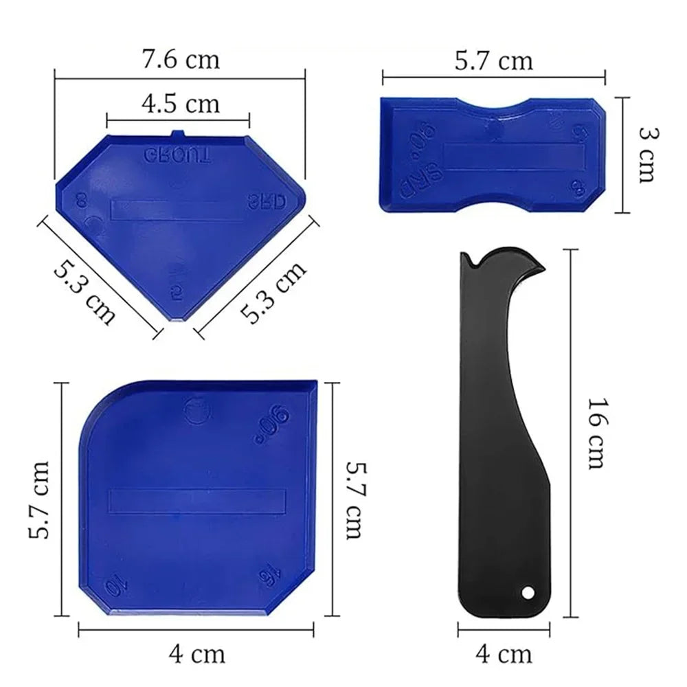 Caulking & Silicone Finishing Tool Kit — Scraper, Smoother & Grout Remover Set