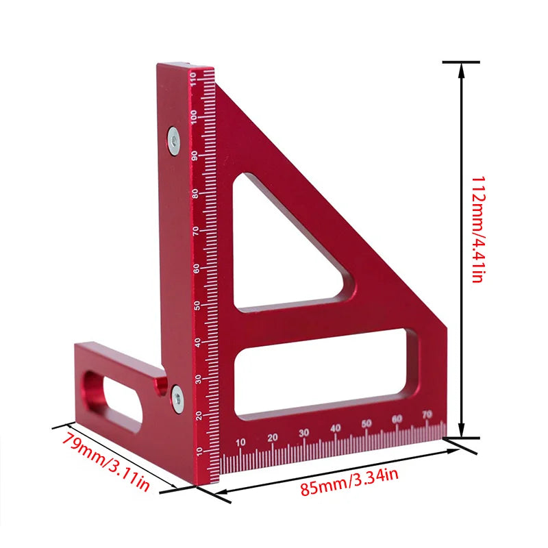 Aluminum Alloy 45/90° Triangle Square Ruler — Precision Layout Tool for Woodworking