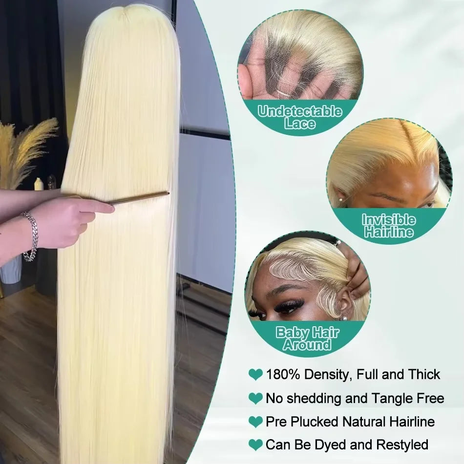 613 Honey Blonde HD Lace Front Wig – Straight & Body Wave | Brazilian Human Hair
