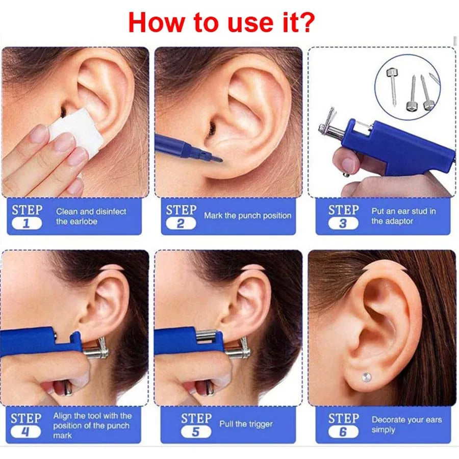 Professional Ear Piercing Kit – Gun + 98 Stainless Steel Studs
