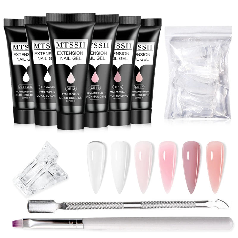 5-Piece Poly Nail Extension Gel Set – 20ml UV/LED Soak Off