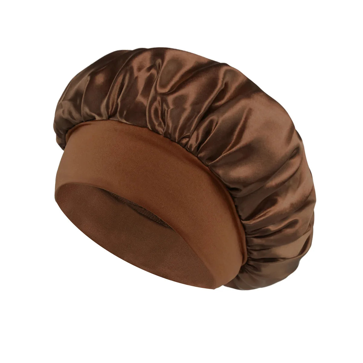 1 unidad de gorro de satén de seda suave con forro, gorro de satén grande para el cabello, gorro de ducha para dormir, envoltura para el cabello largo, herramienta de salón