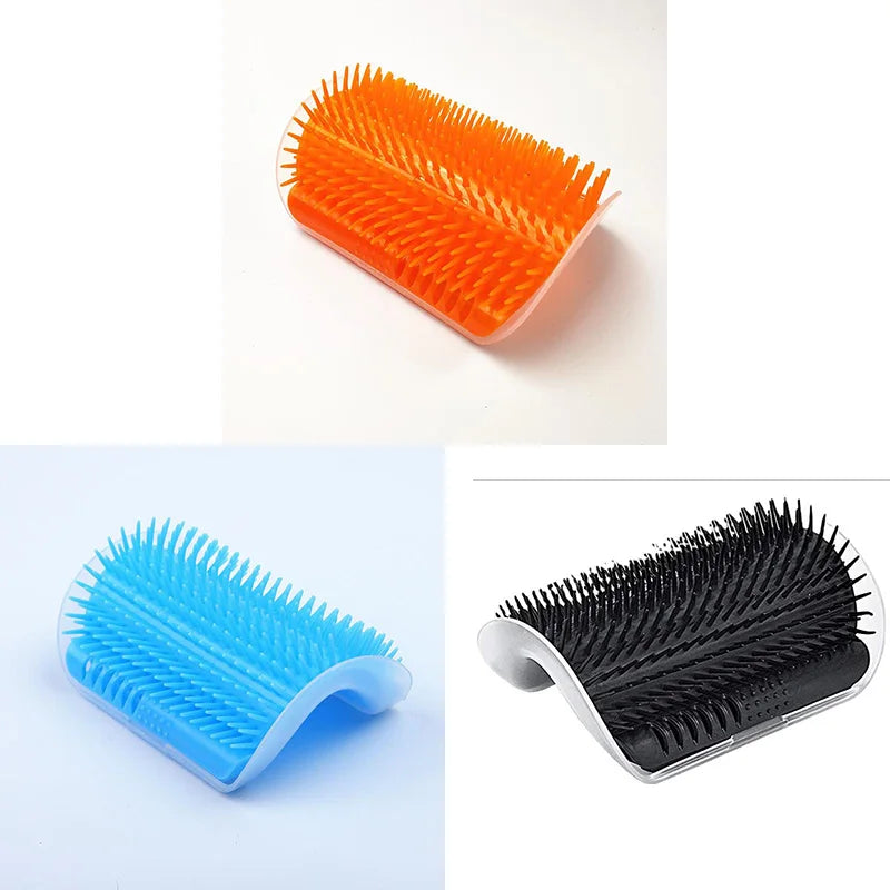 Cat Self-Groomer Brush & Massage Comb with Catnip – Corner Wall Scratcher for Kittens & Cats