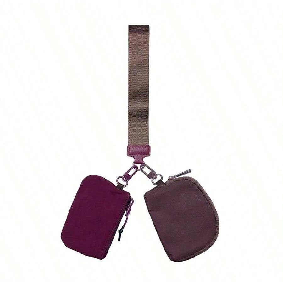 2-Piece Nylon Wrist Bag & Coin Purse Set — Waterproof Sporty Wallet with Keychain Bag & Card Case