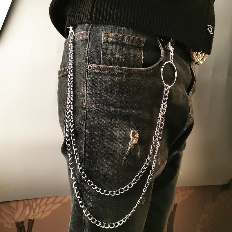 Cadena metálica para cinturón, hip hop, rock, punk, gancho para pantalones, eslabón de cintura, cadena metálica para cartera, llavero, clip para llavero, joyería