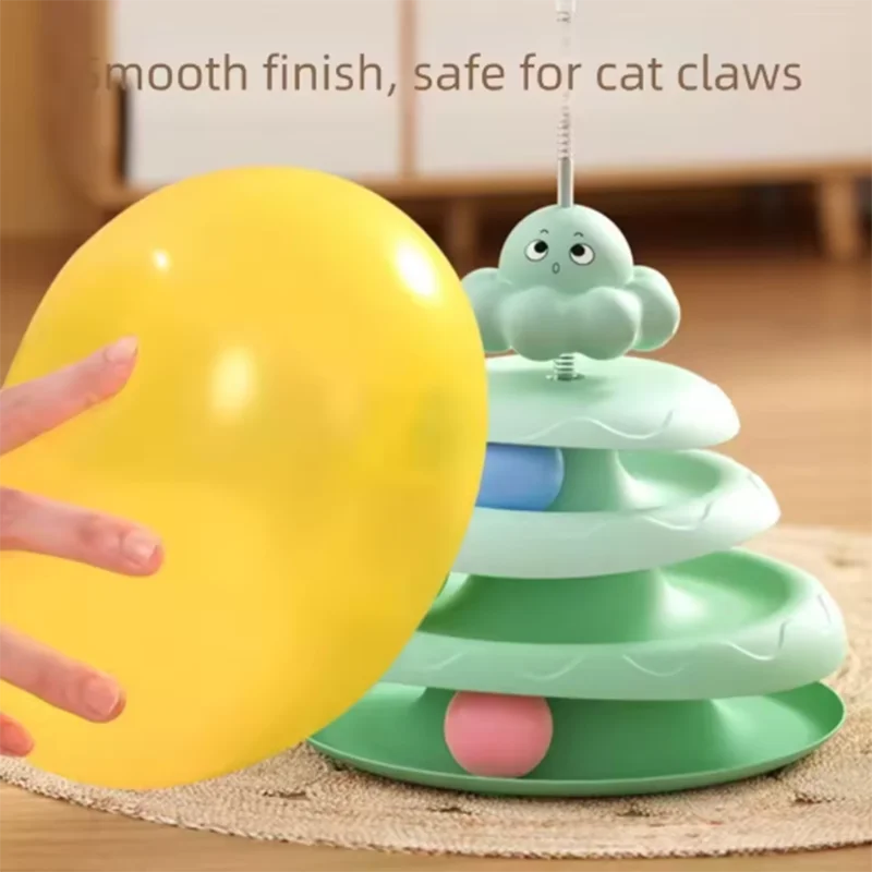 3-Layer Cat Turntable Ball Toy with Octopus Teaser Wand – Interactive Puzzle Toy for Cats