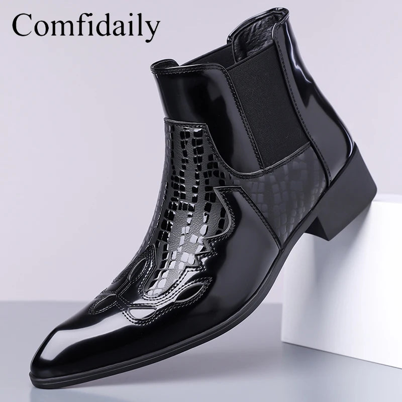 Men's British Chelsea Boots – Waterproof Slip-On Leather, Pointed Toe