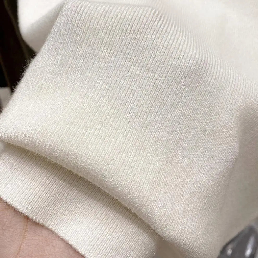 Jersey de punto fino de cuello simulado y manga corta para mujer | Top ajustado tipo bodycon de una talla para llevar en capas
