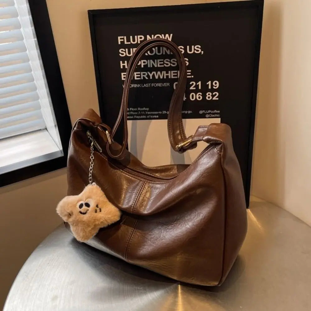 Slouchy PU Leather Hobo Bag — Retro Underarm Shoulder Tote for Women