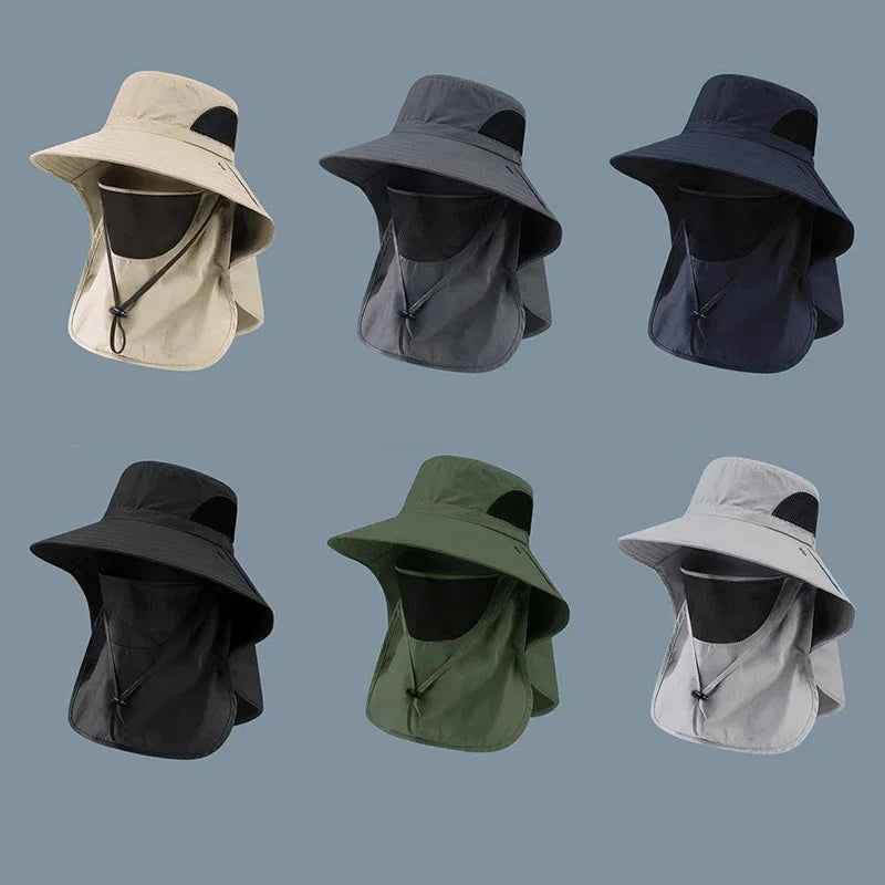 Sombrero de sol de ala ancha para exteriores, transpirable, con protección solar facial completa, gorra antirreforzamiento UV, para pesca, viajes, deportes, parasol, para uso diario al aire libre