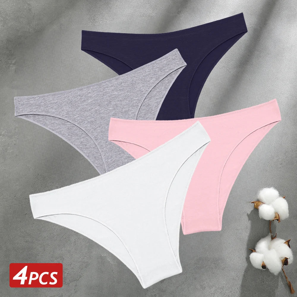 Women's 4-Pack Seamless Cotton Briefs | Low-Rise Breathable Stretch Underwear M-XXL