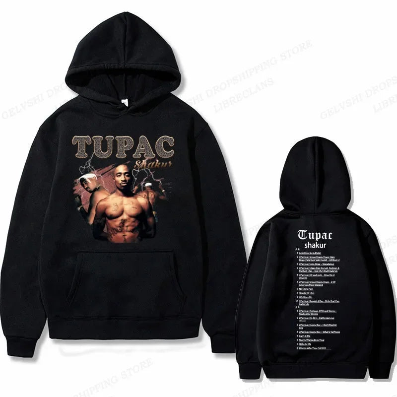 2Pac Graphic Hoodie – Unisex Oversized Fleece Hip Hop Sweatshirt