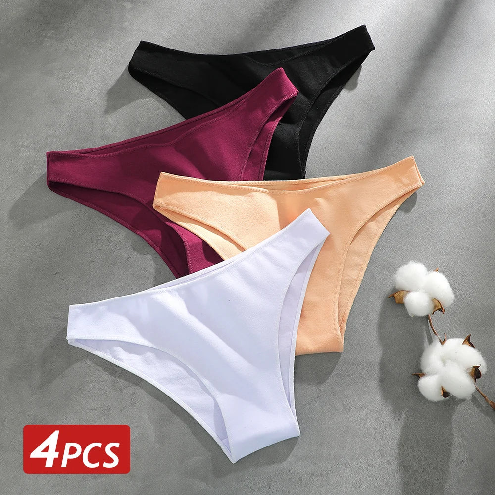 Women's 4-Pack Seamless Cotton Briefs | Low-Rise Breathable Stretch Underwear M-XXL