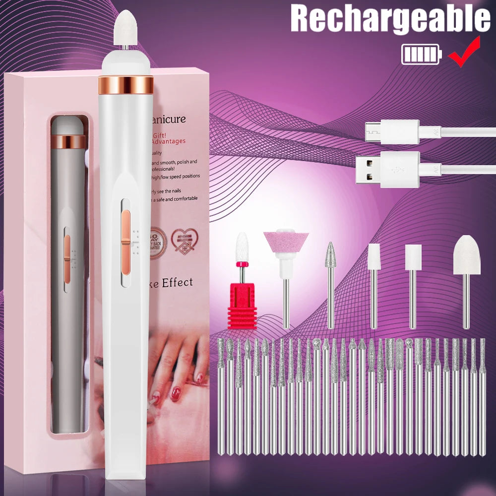 Electric Nail Drill Machine – USB Rechargeable