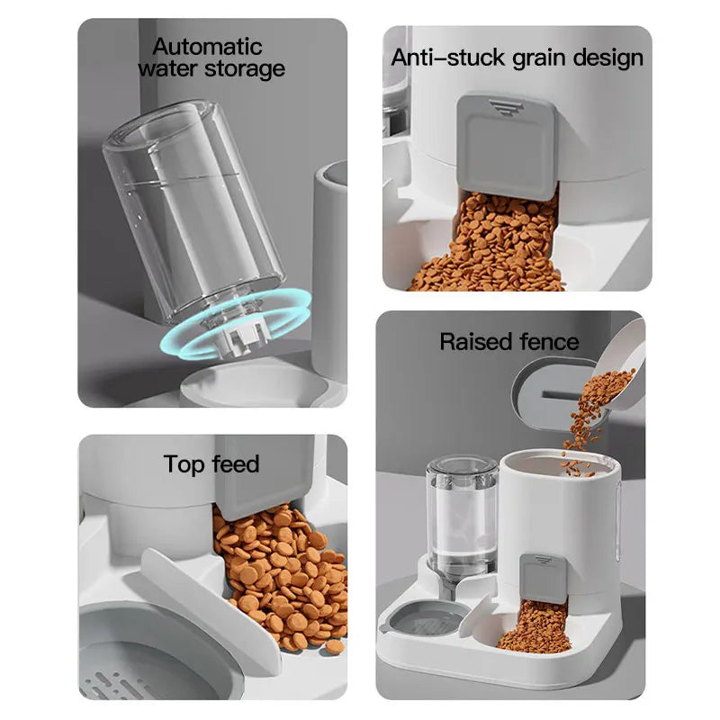 Dispensador y comedero de agua automático por gravedad para gatos – Antiderrames, gran capacidad