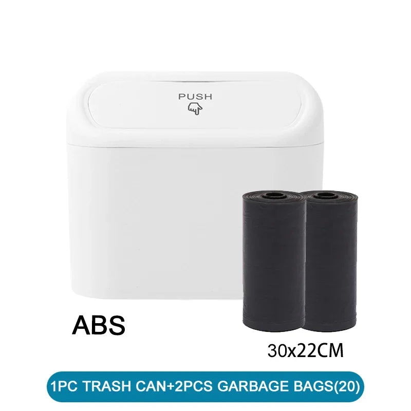 Car Trash Can with Lid – Mini Leak-Proof Bin with Garbage Bags