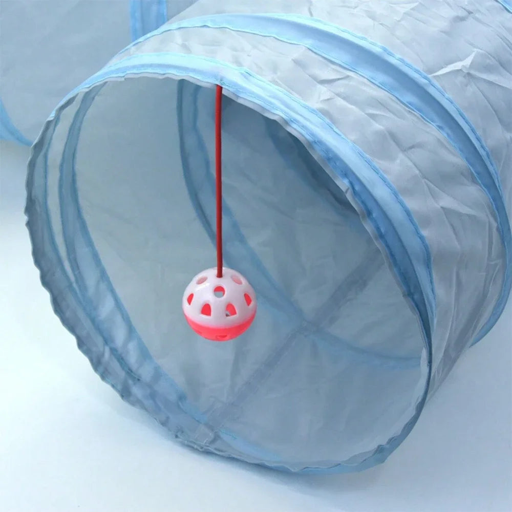 3-Way Foldable Cat Tunnel Tube Toy with Peep Hole – Interactive Kitten Play Tunnel