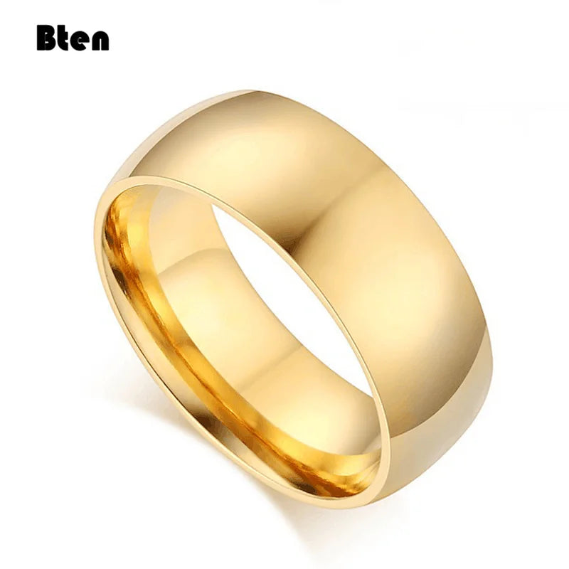 Anillo clásico liso pulido | 4 mm, 6 mm y 8 mm | Alianza de boda para mujer y hombre | Negro, Oro, Plata