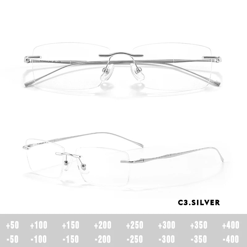 O-Q CLUB Ultra-Light Titanium Rimless Prescription Glasses | Unisex