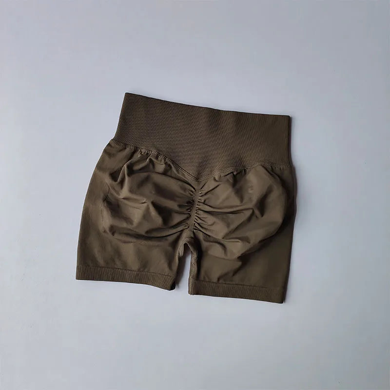 Peach Hip Lifting Sports Shorts – Women's High Waist Seamless Yoga Shorts