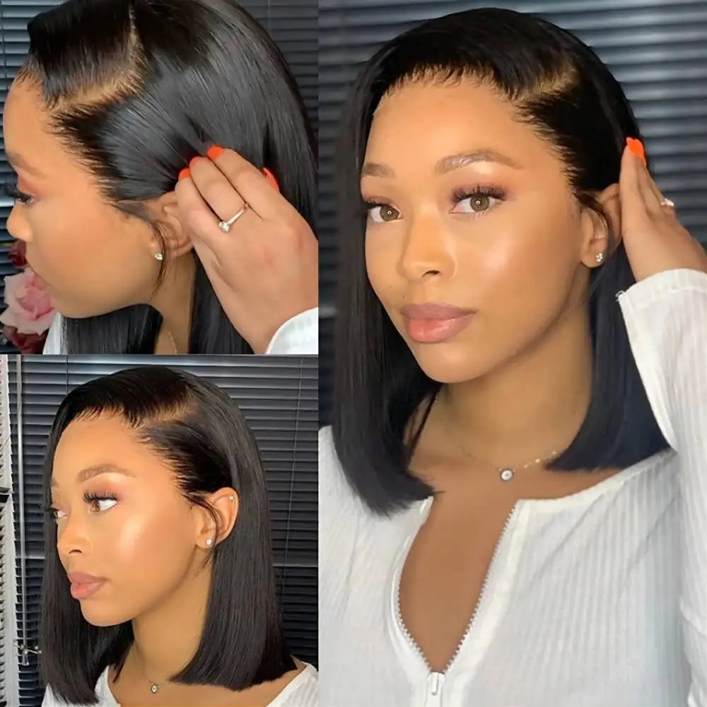 220% Density Straight Bob Lace Front Wig — Brazilian Remy Human Hair