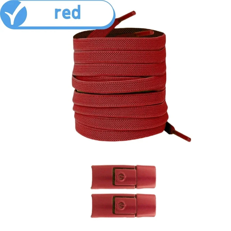 No-Tie Elastic Press-Lock Shoelaces – Flat 8mm, 100cm | Kids & Adults