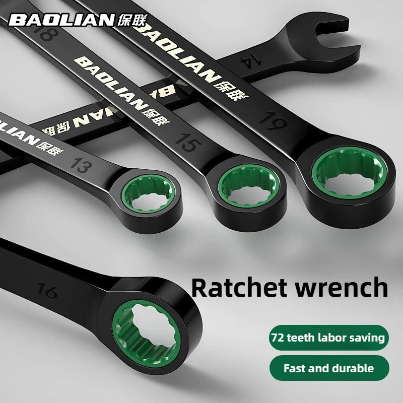 Dual-Direction Ratchet Combination Wrench — Chrome Vanadium, 6mm–19mm