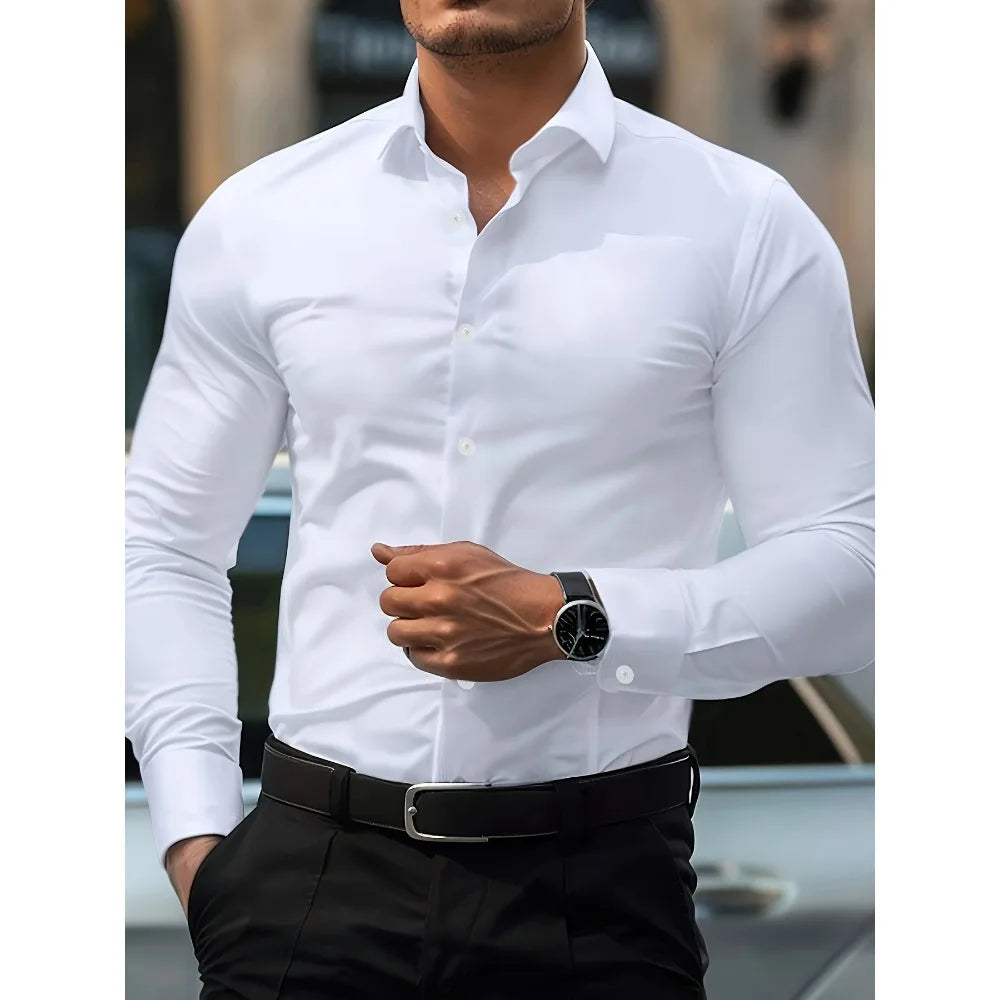 Men's Solid Color Long Sleeve Shirt