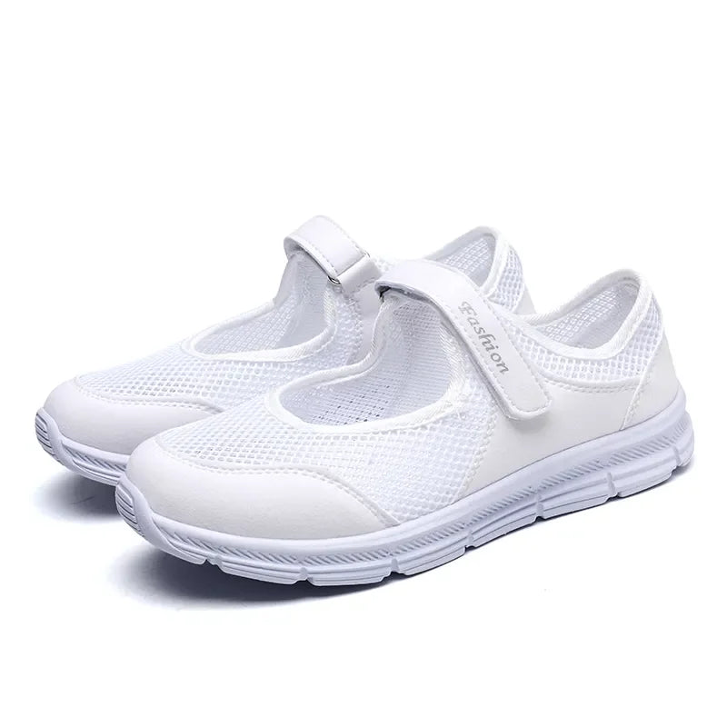 Women's Breathable Mesh Sneakers – Lightweight Vulcanized Walking & Work Shoes