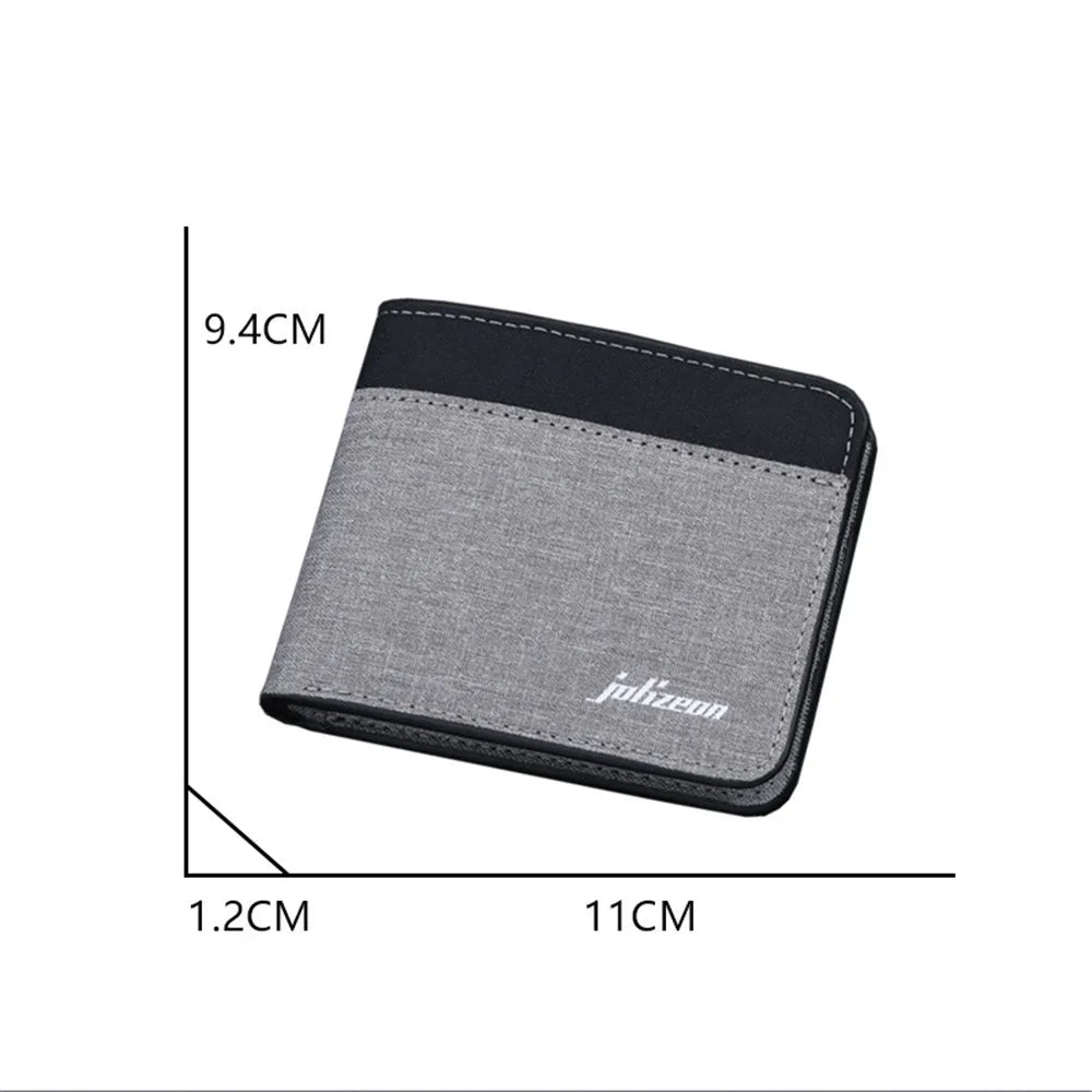 Men's Slim Canvas Card Holder Wallet — Mini Thin Coin Pouch & ID Holder