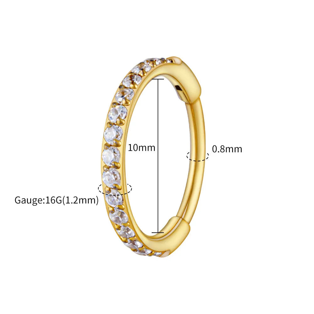 ASTM F136 Titanium Huggie Hoop Earring – 16G CZ Cartilage & Helix Piercing