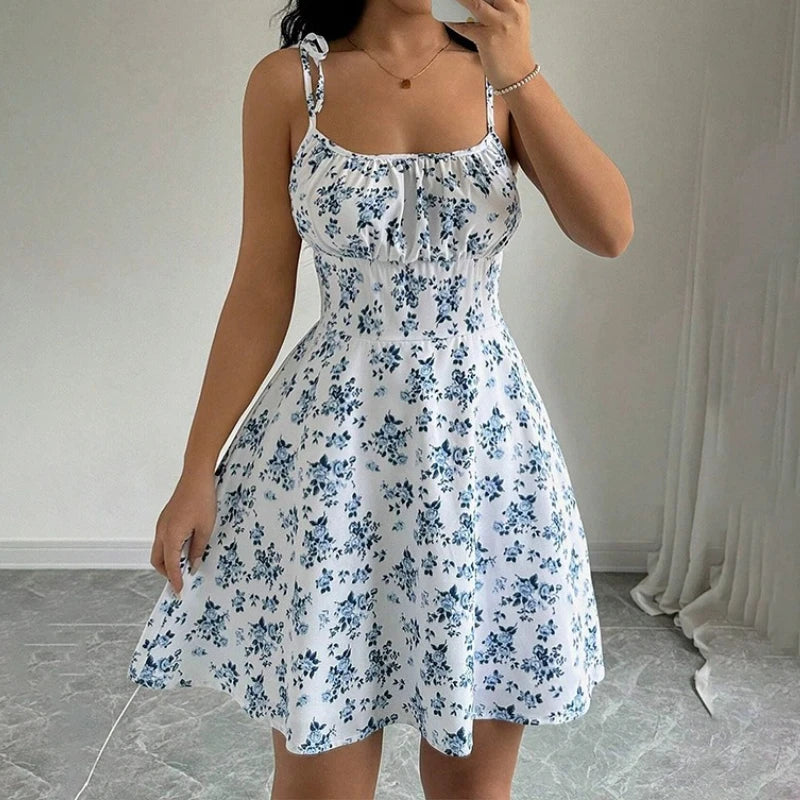 Women's Floral Spaghetti Strap Mini Dress