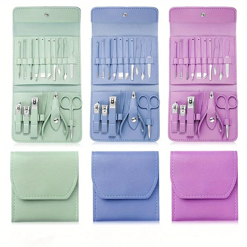 16-Piece Professional Nail Clipper & Cuticle Nipper Set with Travel Case