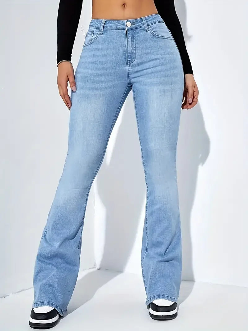 High-Waist Skinny Flare Jeans – 8 Colors
