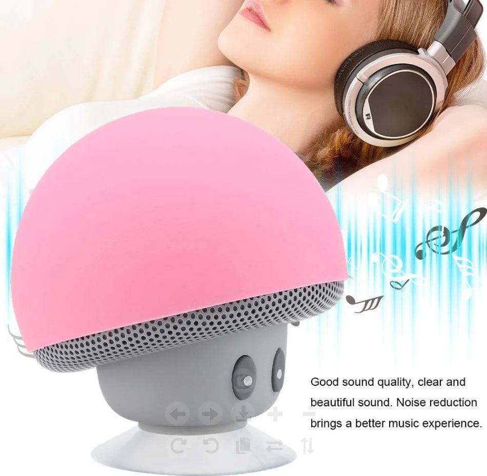 Mushroom Bluetooth Speaker – Wireless, Waterproof & Portable with Suction Cup